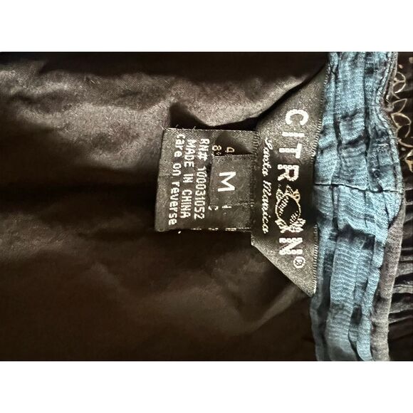 Citron Santa Monica Womens M Asian Floral cardigan Silk blend button up crinkle - Picture 6 of 7